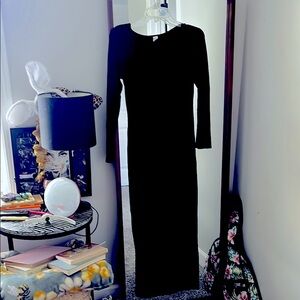 Black Long Sleeve Bodycon Maxi Dress | Size Small | Stretchy & Sleek